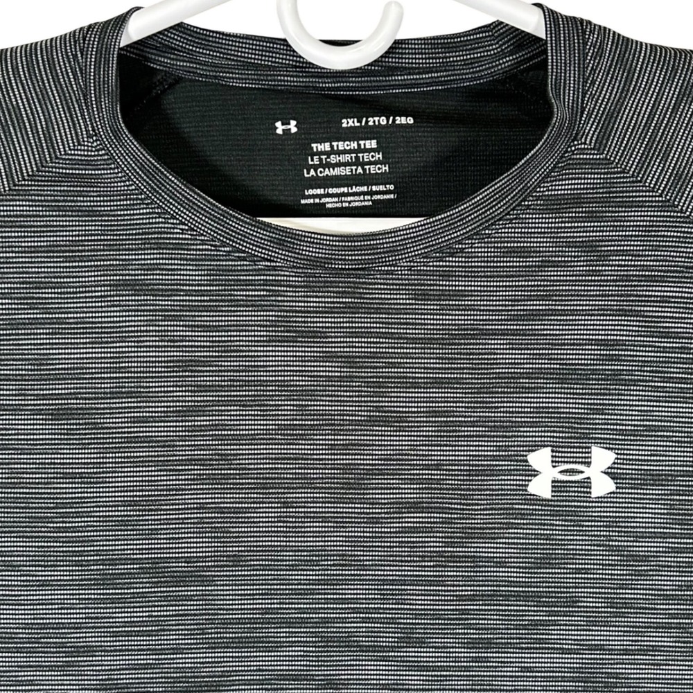 Under Armour Mens Tech Tee 2XL Black Grey Heather Training Shirt Sports
